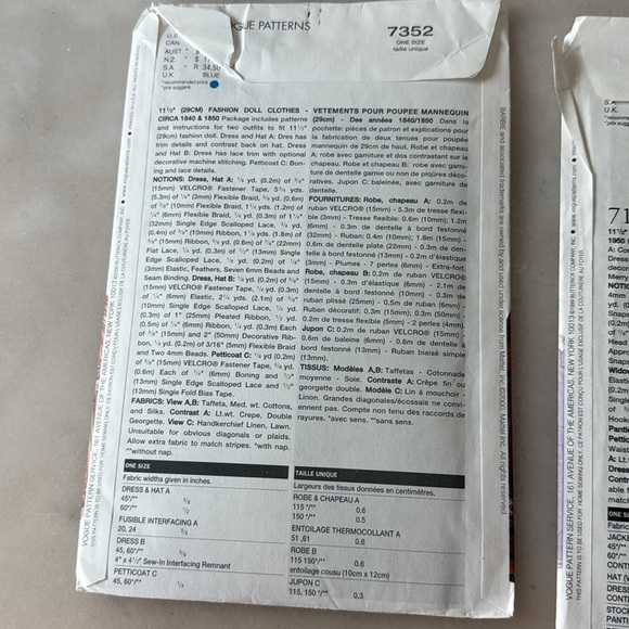 VOGUE CRAFT PATTERNS 7352 7190 FASHION DOLL CLOTHES CIRCA 1940 1950 Linda Carr - Picture 4 of 8